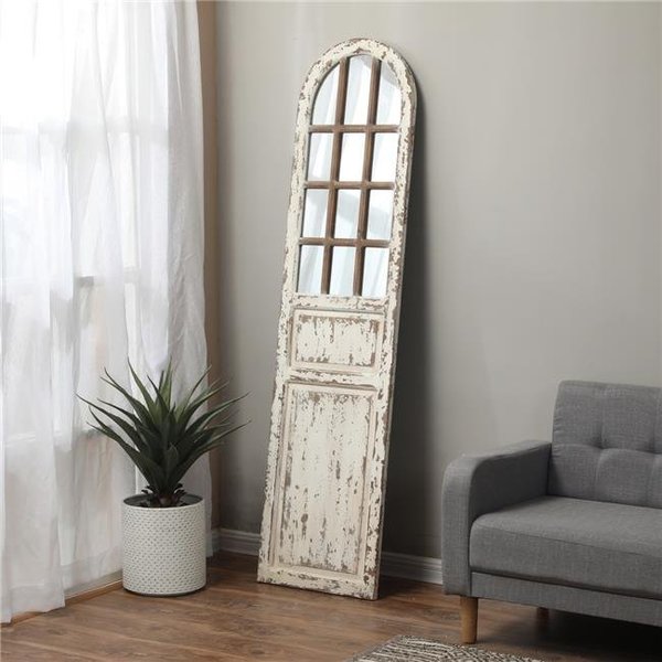 Luxen Home Luxen Home Distressed White Wood Farmhouse Door Wall Mirror WHIF775